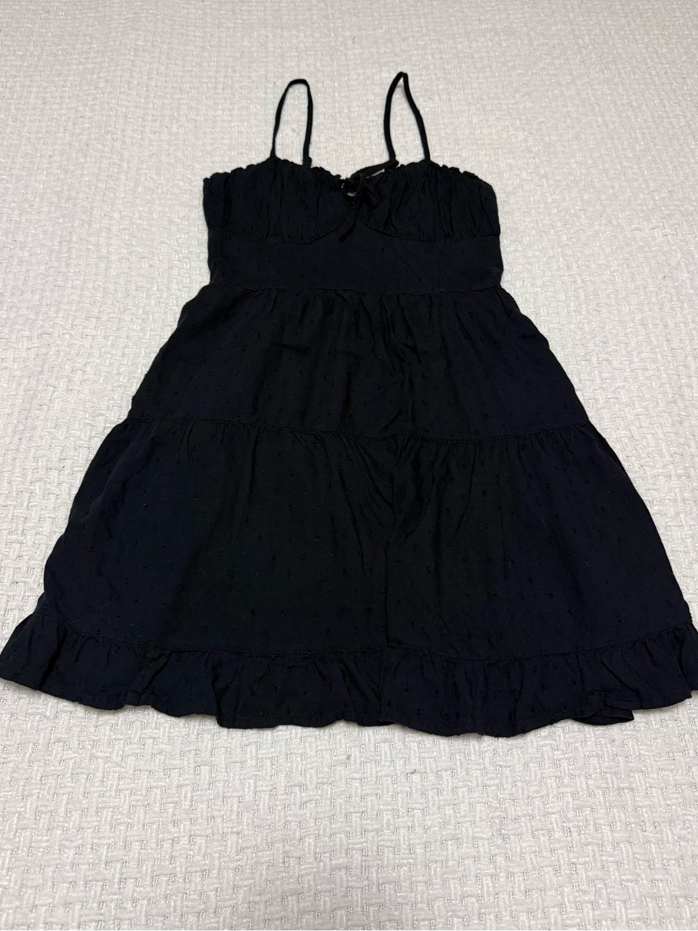 Hollister Co. black mini dress with small black polka dots, size M.